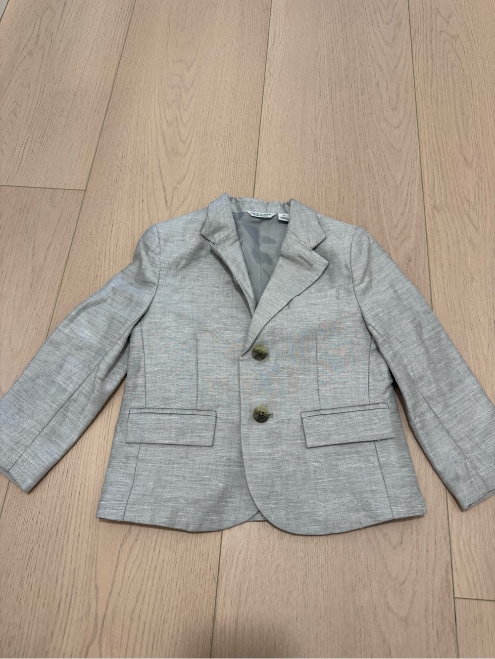 Janie and Jack Classic Light Gray Linen Kids Blazer Jacket | 2T